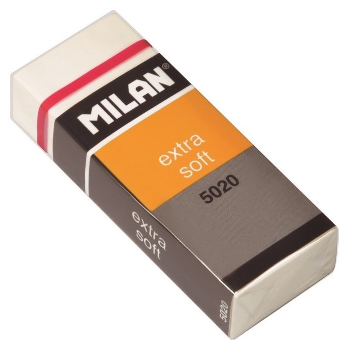

Ластик пластиковый Milan Extra Soft 5020, карт. держатель, белый