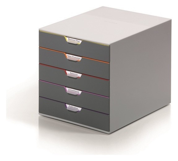 

Бокс с выдвижными лотками Durable Varicolor, 5 лотков + замок, Серый