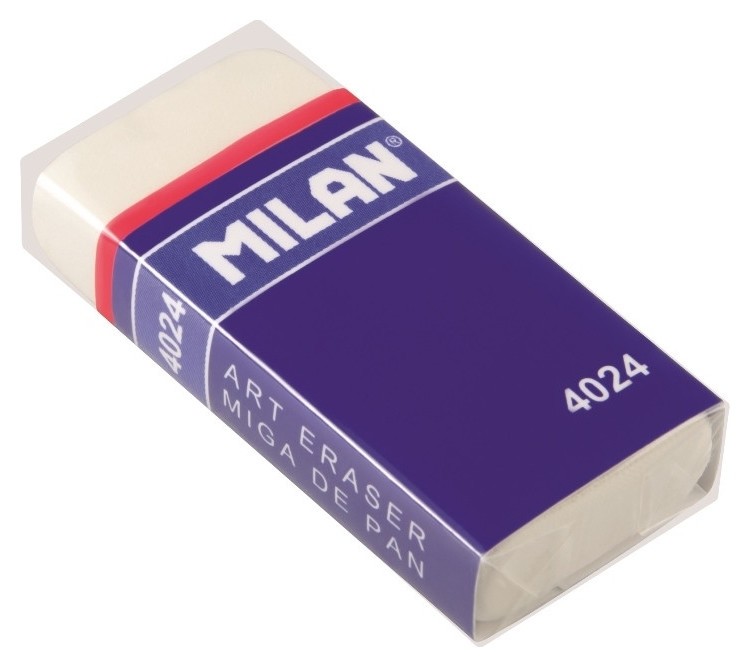 

Ластик каучуковый Milan 4024, белый, карт. держатель