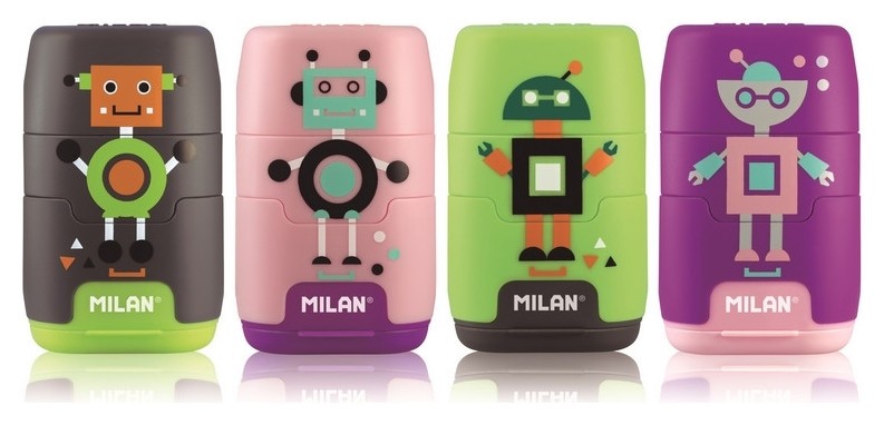 

Ластик -точилка Milan Compact Happy Bots, цв в асс (4722116) (ДС)