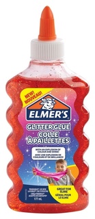 Клей для слаймов Elmers прозрачный с блестками красный 177 мл, 2109489 Elmers
