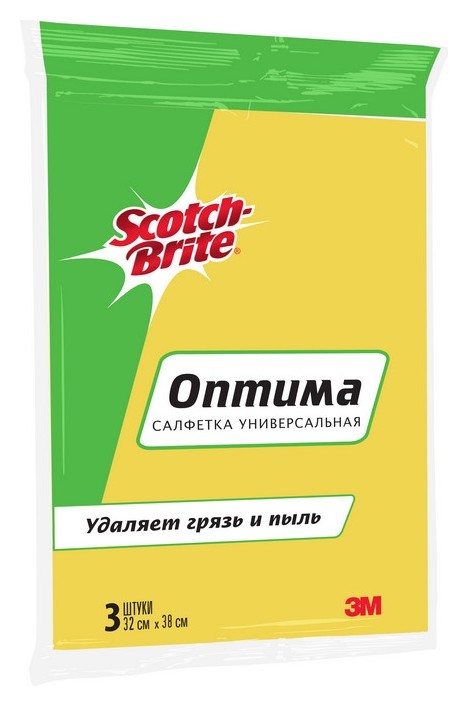 

Салфетки хозяйственные Scotch-brite вискоза 90 г/м 32х38 см 3 шт/уп, Желтый