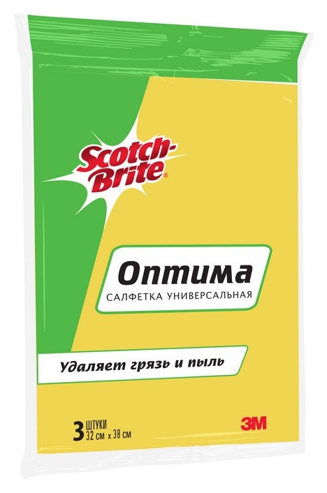 Салфетки хозяйственные Scotch-brite вискоза 90 г/м 32х38 см 3 шт/уп