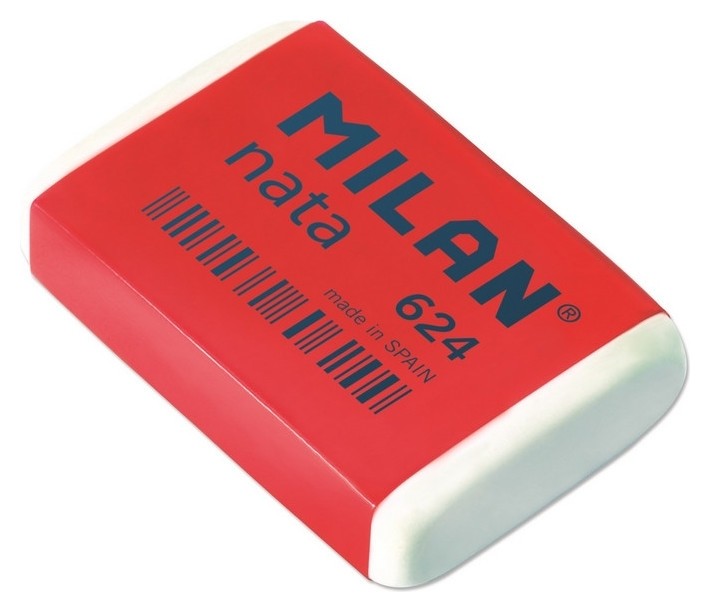 

Ластик пластиковый Milan Nata 624 белый, карт. держатель