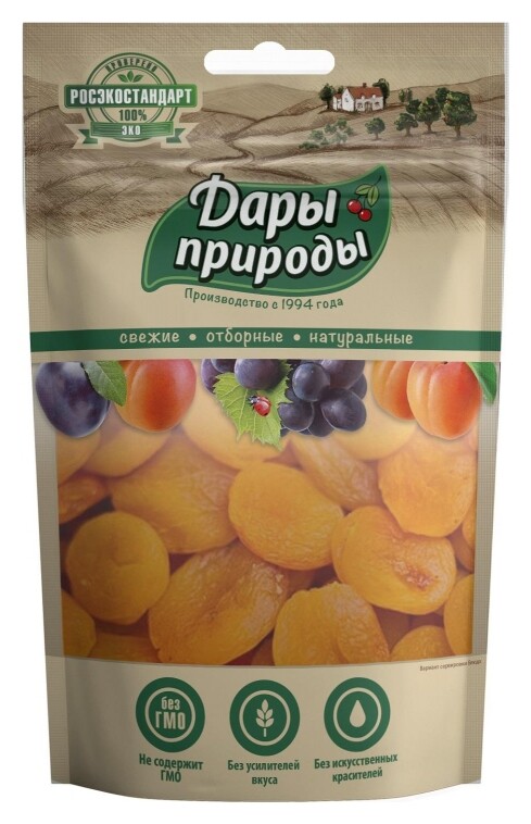 Сухофрукты абрикосы дары природы 150г (Кайса)  Дары природы