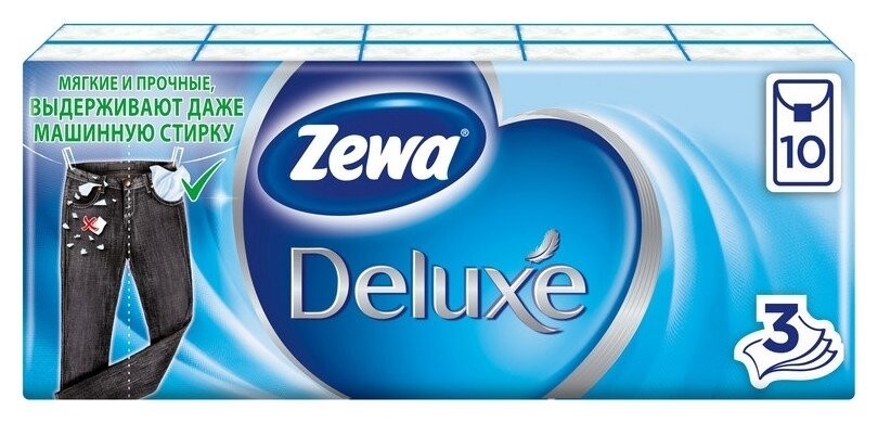 Платки носовые Zewa Deluxe 3сл 51174 бел 10штх10  Zewa