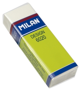 Ластик пластиковый Milan 6020, белый, карт. держатель Milan