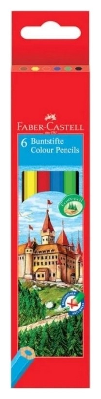 

Карандаши цветные Faber-castell, 6цв, заточен., картон, европодвес, 120106