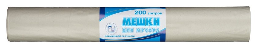 

Мешки для мусора ПВД 200л 90х130см 50мкм прозрачные 10шт/уп, Прозрачный