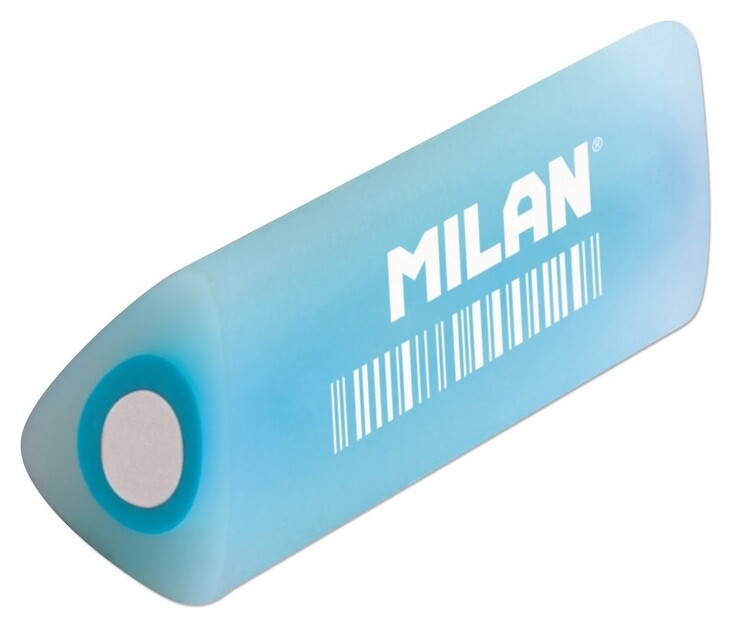 Ластик пластиковый Milan Ppmf30, треугольный, полупрозрачный, голубой Milan