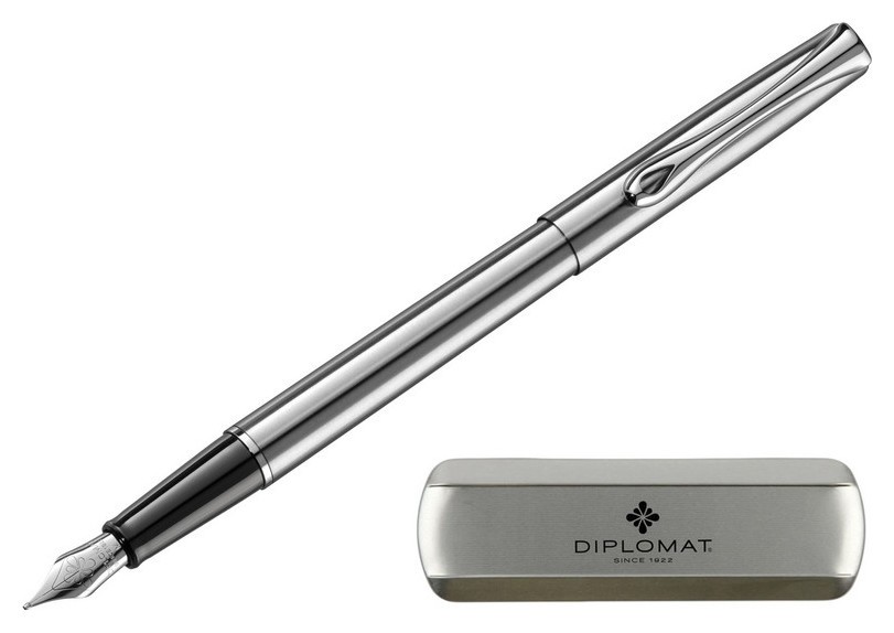 

Ручка перьевая Diplomat Traveller Stainless Steel M синий D10059004
