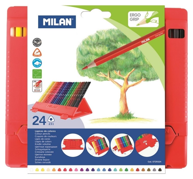 

Карандаши цветные Milan, 24 цв., 3-гран., пласт.упак., 0729324