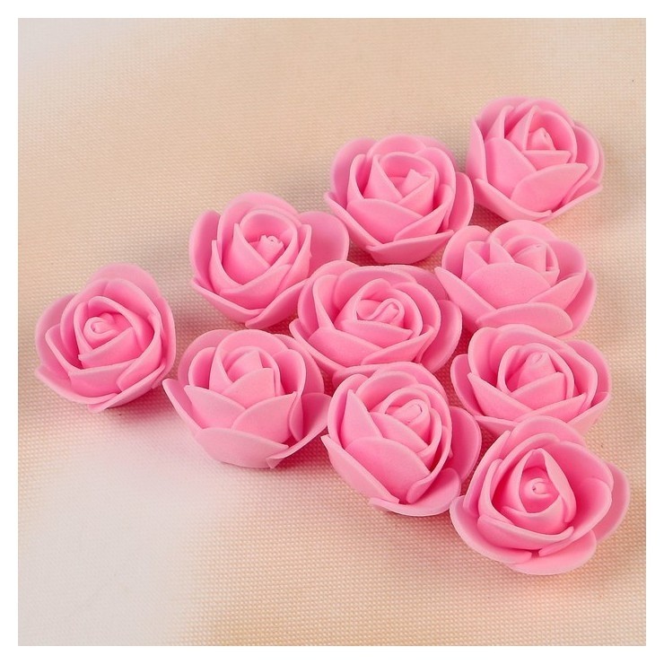 Набор цветов для декора из фоамирана, D=3 см, 10 шт, розовый