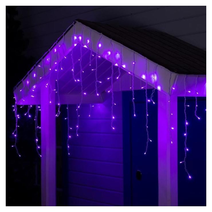 

Гирлянда "Бахрома" 4 х 0.6 м, Ip44, белая нить, 180 Led, свечение фиолетовое, 8 режимов, 220 В
