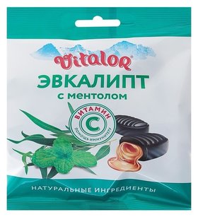 Леденцовая карамель «Виталор» эвкалипт-ментол с витамином С, 60 г. Vitalor