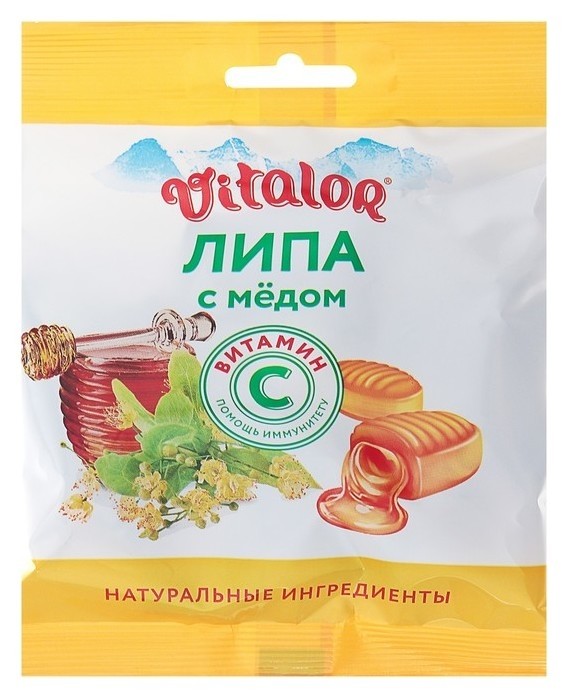 Леденцовая карамель «Виталор» липа с медом с витамином С, 60 г.