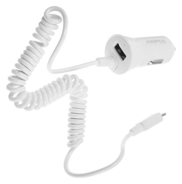 Автомобильное зарядное устройство Belsis, 1 USB 1.8 A, дата-кабель Microusb, 1 м, белое
