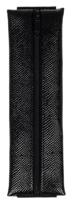 Пенал мягкий 1 отделение, плоский 60 х 195 мм, (С резинкой для блокнота), экокожа рептилия, цвет чёрный