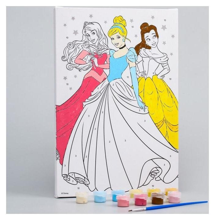 Картина по номерам "Милые принцессы" 20 х 30 см, принцессы  Disney