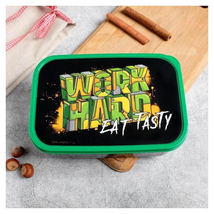 

Ланч бокс "Work Hard",1,2 л, Чёрный