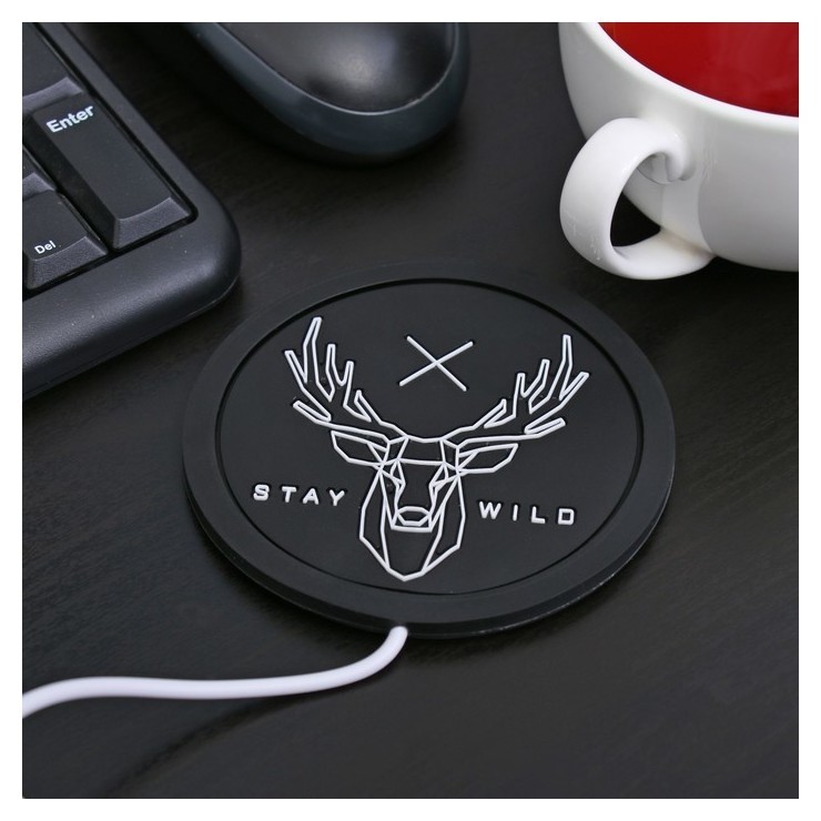 

Подставка для кружки USB «Stay Wild», с подогревом, 10 × 10 см, Чёрный