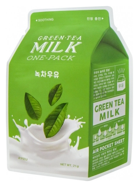Успокаивающая маска с экстрактом зеленого чая и гамамелиса Green Tea Milk One-Pack A'Pieu