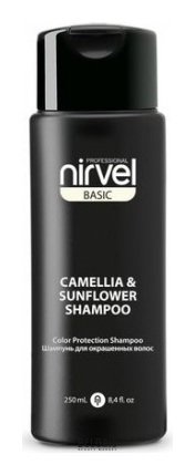 Шампунь-восстановление для окрашенных волос с экстрактом камелии и подсолнечника Shampoo Color Protection Camellia & Sunflower Nirvel BASIC