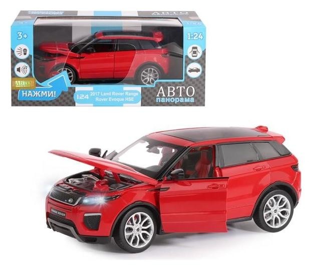 Машина металлическая Land Rover. Range Rover Evoque 1:24, открываются двери, капот, световые и звуковые эффекты, цвет красный