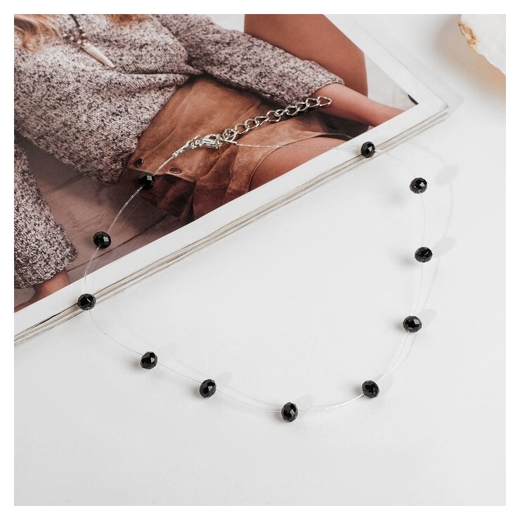 Бусы на леске "Утончённость" огранённые бусины, цвет чёрный  Queen Fair