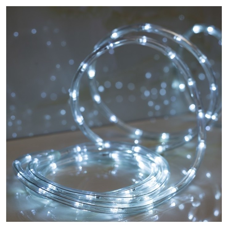 LED шнур 10 мм, круглый, 20 м, чейзинг, 2w-led/м-24-220v, с контр. 8р, белый