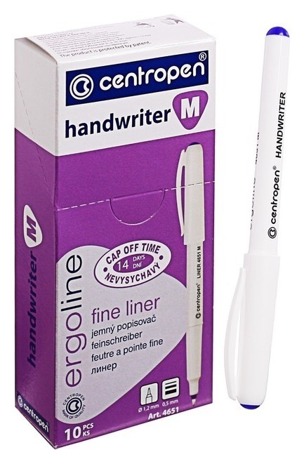 Ручка капиллярная Centropen Handwriter 4651, 5 мм синяя, трёхгранная, длина линии письма - 1000 м