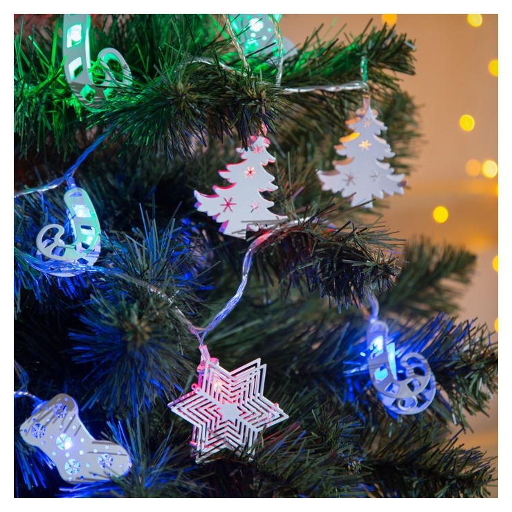 

Гирлянда "Нить"4 м с насадками"новогодняя сказка", Ip20, прозрачная нить, 20 Led, свечение мульти, 8 режимов, 220 В