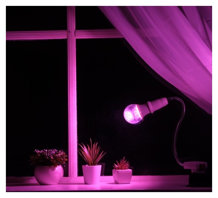 Светильник для растений 9 Вт, 7 мкмоль/с, гибкая ножка 30 см, выкл на корпусе