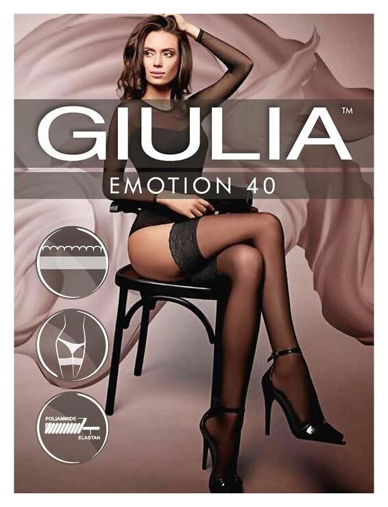 Чулки женские Giulia Emotion 40, цвет чёрный (Nero), размер 3-4 (M-L) Giulia