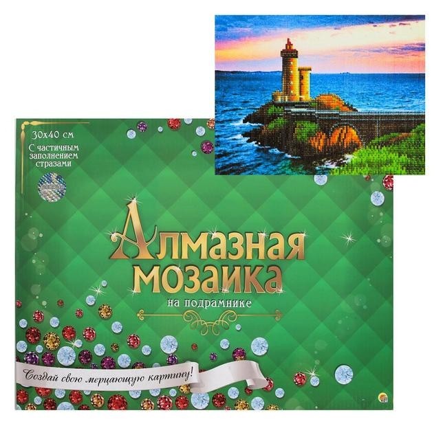 

Алмазная мозаика блестящая 30х40 см, с подрамником, с частичным заполнением,17 цветов «На краю света»