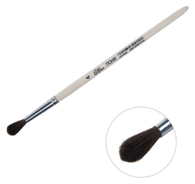 Кисть пони круглая № 4 (Диаметр обоймы 4 мм; длина волоса 18 мм) ручка дерево, Calligrata  Calligrata