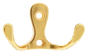 Крючок мебельный Km206gp, двухрожковый, цвет золото 