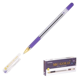 Ручка шариковая Munhwa MC Gold, узел 0.5мм, чернила фиолетовые, штрихкод на ручке Munhwa