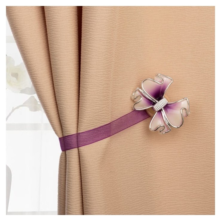 Подхват для штор «Бант», 6 × 5 см, цвет сиреневый Арт узор