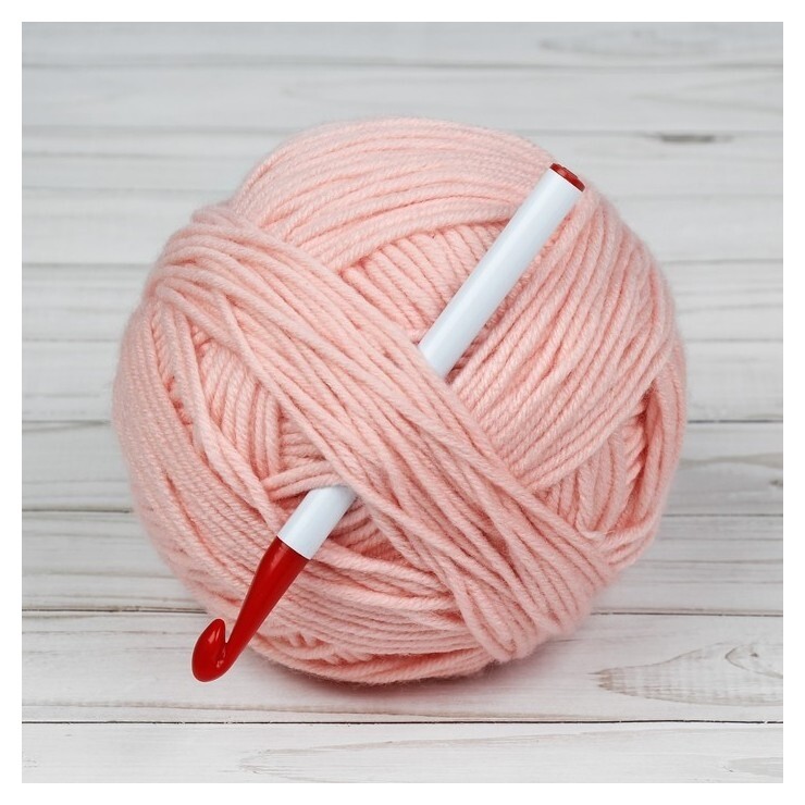 Крючок для вязания, D = 8 мм, 14 см, цвет белый/красный  Арт узор