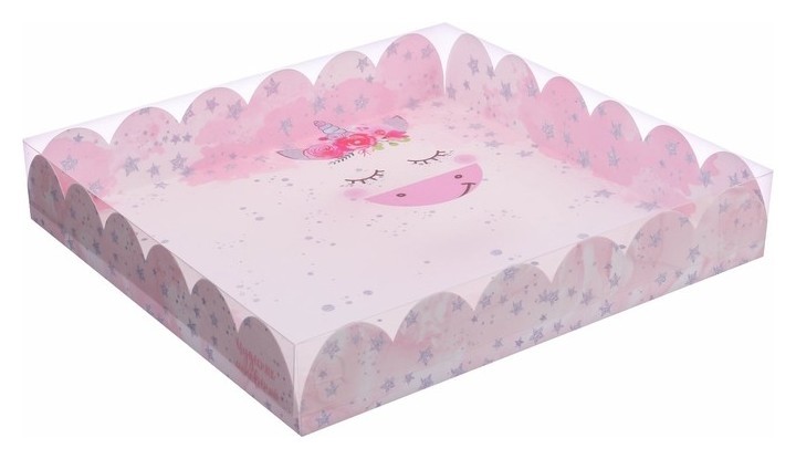 

Коробка подарочная с Pvc-крышкой «Чудесных мгновений», 35 × 35 × 6 см, Розовый