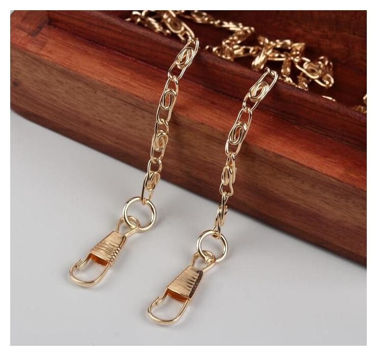 Цепочка для сумки, с карабинами, 4 × 13 мм, 120 см, цвет золотой  Арт узор