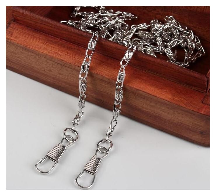 Цепочка для сумки, с карабинами, 4 × 13 мм, 120 см, цвет серебряный  
