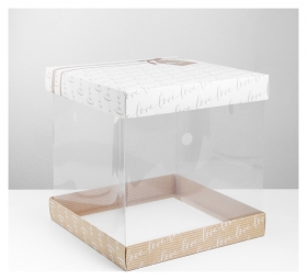 Складная коробка под торт «Тебе», 30 × 30 см, бежево-белый Дарите счастье