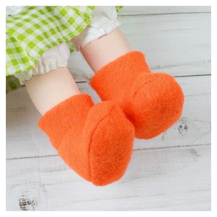 Носки для куклы, длина стопы 6 см, цвет оранжевый