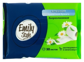 Влажная туалетная бумага Emily Style, растворяющаяся 30шт Emily Style