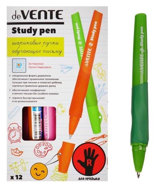 

Ручка обучающая для правши Devente Study Pen, узел 0.7 мм, каучуковый держатель, чернила синие на масляной основе