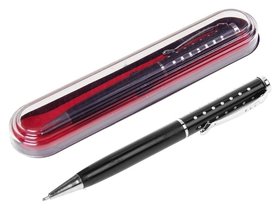 Ручка шариковая в пластиковом футляре с прозрачной крышкой, подарочная, поворотный механизм Бизнес Цвет чёрный с серебристыми вставками Calligrata