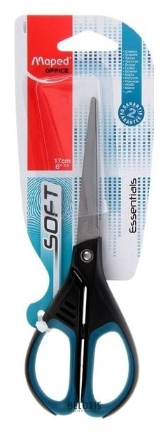 Ножницы Essentials Soft, 17 см, эргономичные ручки, мягкие вставки, европодвес Maped