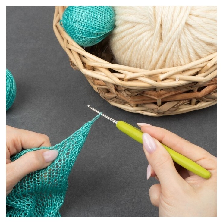 Крючок для вязания, с силиконовой ручкой, D = 2 мм, 14 см  Арт узор